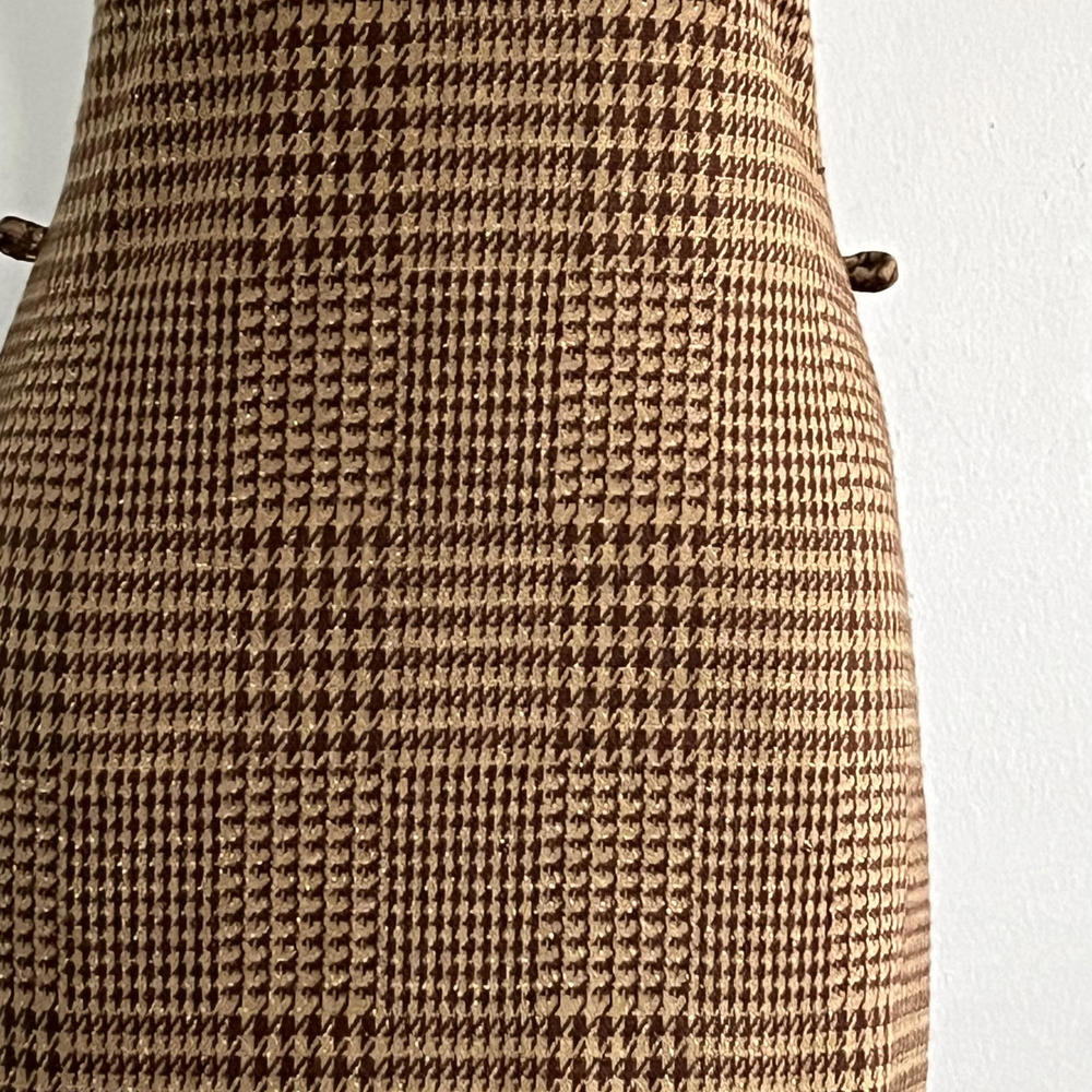 Vintage 70s Houndstooth Dress with Gold Sparkles, Sleeveless, Small - Picture 5 of 9